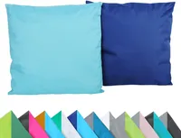 JACK 2er Set Wende Outdoor Kissenhülle Kissenbezug 2-farbig 45x45cm Wasserfest Lounge Kissen Garten Stuhl Lotus Effekt, Farbe:Blau - Hellblau