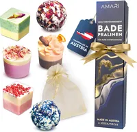 AMARI ® Badepralinen Geschenkset Damen - 6 vegane Badepralinen als Entspannungs Geschenk für Frauen - Badezusatz Set - Entspannungsbad - Tolles Beauty