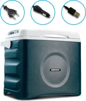 MEDION Thermoelektrische tragbare Kühlbox (25 Liter, Kühl- und Warmhaltefunktion, 12V Zigarettenanzünder 230V Netzanschluss USB - Stromversorgung, für Auto, Boot und Camping, MD10735)