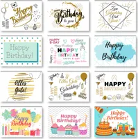 Domelo Geburtstagskarten 12er Set mit Umschlag, Happy Birthday Postkarten, Kraftpapier Karten zum Geburtstag, Geburtstagskarte für Mann/ Frau/ Kinder, Postkarte als Grußkarten,