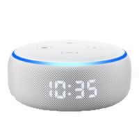 Amazon Echo Dot 3. Gen. mit Uhr, Sprachsteuerung, Smarthome, Sandstein Stoff