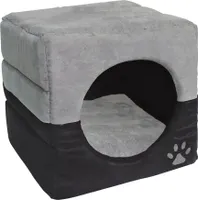 Dehner Katzen- und Hundehöhle Luca 2in1, ca. 40 x 40 x 40 cm, Polyester, grau