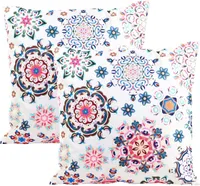 JACK 2er Set 45x45cm Motiv Outdoor Kissenhülle Kissenbezug Hülle Wasserfest Kissen Garten Stuhl Lotus Effekt, Farbe:Mandala Rosa