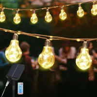 Salcar 10M LED Lichterkette Außen Solar & USB 20 Glühbirne Vintage Hanfseil Lichterkette Outdoor Hängelampen 8 Modi Wasserdicht Warmweiß