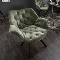 riess-ambiente Drehbarer Stuhl THE DUTCH COMFORT dunkelgrün Samt mit Armlehnen Modern Design Drehstuhl Esszimmerstuhl Konferenzstuhl