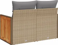 vidaXL Gartensofa mit Kissen 2-Sitzer Beige Poly Rattan
