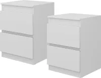 Vicco Nachttisch Calisto, 40 x 55 cm 2er Set, Weiß/Weiß