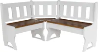 Weiße Eckbank aus Kiefernholz mit lackiertem Sitzplatz 120 x 140 cm