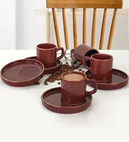 Hermia Concept, TK631008F573A303800MAF8100, Kaffeetassen-Set (8-teilig), Damson, 100 % KERAMIK, 6,5 x 6,5 x 6,5 cm