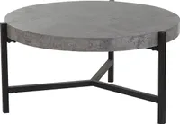 BELIANI Couchtisch Grau Schwarz Betonoptik MDF Tischplatte Metallgestell Rund Modern Industriell