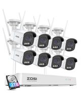 ZOSI 4MP WLAN Überwachungskamera Set Aussen, 8X WiFi Kamera Outdoor Set, 8CH 2.5K NVR mit 2TB Festplatte, Personen- und Fahrzeugerkennung