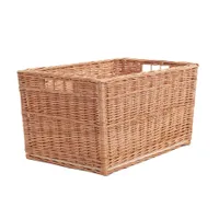 Vollweidener Kaminkorb, Kaminkorb aus Weide, naturfarbiger Weidenkorb für Kaminholz, Kaminkorb mit Tragegriff, Spielzeugkasten Holzkorb