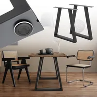 ECD Germany 2x Tischbeine Trapez Design 60x72 cm, Anthrazit, pulverbeschichtete Stahl, Industriedesign, Metall Tischgestell Esstisch und Schreibtisch