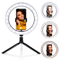 Grundig Selfie Ringlicht auf Stativ - Ringleuchte - für Smartphone - Social Media und Vlogs - LED - flexibel - 25 cm