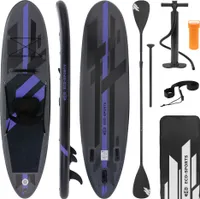 ECD Germany Nafukovací sedátko na kajak Stand Up Paddle Board, 320x82x15 cm, černé, PVC, do 120 kg, včetně pumpy Přepravní taška Příslušenství