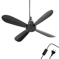 Mobiler Deckenventilator, 230V / 5 Watt, Ø40 cm Portabler Decken - Ventilator mit Aufhänger und Schalter, Energiesparend