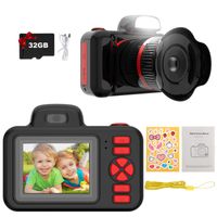Topchances Dětský fotoaparát 24MP Selfie zrcadlovka Dětský fotoaparát s 360° otočným objektivem Hudební přehrávač Video, 1080P Video kamera Dětský fotoaparát pro dívky Chlapec 3- 8 s 32G kartou