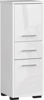 3xEliving KORALIA D2SZ1 Hochschrank, Badezimmerschrank in weiß/weiß Hochglanz 85x30x30