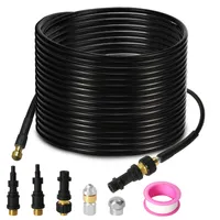 Jopassy Hochdruckschlauch Rohrreinigungsschlauch, 30m, 160 bar, kompatibel mit Kärcher, K2, K3, K4, K5, K6, inkl. Adapter, Düsen starr + rotierend