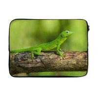 MuchoWow® Laptop Hülle 14 ZollGrüner Gecko auf einem Baumstumpf Laptoptasche - Laptoptasche - Stoßsicher - Schutzhaube