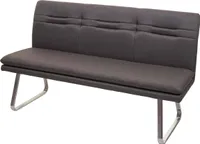 Sitzbank MCW-H70, Esszimmerbank Bank Polsterbank, Rückenlehne Stoff/Textil Edelstahl gebürstet  grau-braun 160cm