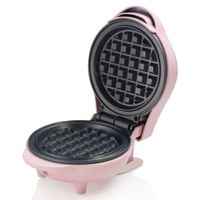 Bestron Mini-Waffeleisen für klassische Waffeln, kleiner Waffelmaker mit Antihaftbeschichtung, für Kindergeburtstage, Familienfeiern, Ostern oder Weihnachten, Retro Design, 550 Watt, Farbe: Rosa