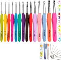 Häkelhaken Set 14 Teilig Bunte Ergonomische Soft Gummi Comfort Grip Häkeln Stricken Nadeln Kit Haushalt Werkzeug mit tragbaren Tasche