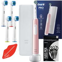 Oral-B Pro 1 Pink Elektrische Zahnbürste + 4 Ersatzaufsätze + weißes Etui