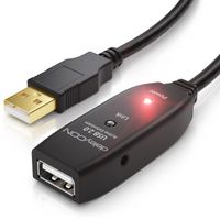 deleyCON 5m USB 2.0 Verlängerungkabel Repeater-Kabel Aktiv mit Signalverstärker Extension Cable USB-A auf USB-A Buchse - Schwarz