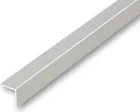 (7,16EUR/m) 19 x 20 x 1000 mm Treppenwinkel silberfarben ungebohrt Treppenkantenprofil Treppenkante - grob gerieft - rutschhemmend