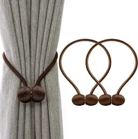 Magnetische Raffhalter zum Anklemmen von für Vorhänge, Krawatte Band Zuhause Büro Dekorative Vorhänge Weben Holdbacks Halter 2 Stück Braun