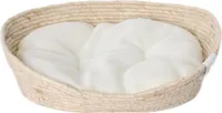 Dehner Premium Lovely Kuschelbett Tiefer Schlaf, Hundebett / Katzenbett, 54 x 43 x 18 cm, Naturmaterial/Plüsch, weiß/beige