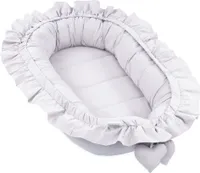 Babynest Neugeborene Nestchen Baby 90x50 cm - Kokon Handmade zweiseitig aus Baumwolle mit Babynestchen Hasen Grau