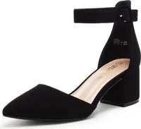 DREAM PAIRS Hochzeitsschuhe Damen Spangenpumps Tanzschuhe Sandaletten mit Blockabsatz Slingback Pumps,Size 43,Schwarz/Nubuck,ANNEE