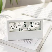 Digital LCD Innen Praktisch Temperatur Sensor Feuchtigkeitsmesser Thermometer-Hygrometer Wecker (Weiß)
