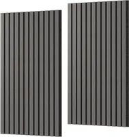 TRMLBE Akustikpaneele 2 Stück Wandpaneele Selbstklebend Holzoptik 120x60 cm Wandverkleidung mit Furnier Acoustic Panel Holzpaneele Lamellenverkleidung, Schwarz