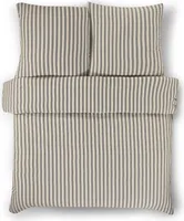 3 tlg. Garngefärbte Seersucker Bettwäsche Bettgarnitur Set Farbe Anthrazit / Creme 200 x 220 cm