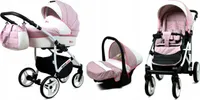 BabyLux® White Lux | 3in1 Kinderwagen Bambimo | Sweet Pink | Kombikinderwagen | Kinderwagenset | Bug