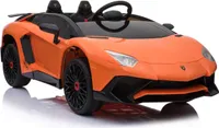 Detské vozidlo - Elektrické auto "Lamborghini Aventador SV" - licencované - 12V7AH, 2 motory - 2,4Ghz diaľkové ovládanie, MP3, kožené sedadlo + EVA oranžová