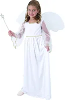 Weißes Engel Kostüm für Mädchen L 10-12 Jahre (130-140 cm)