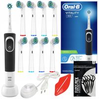 Oral-B Vitality Cross Action 100 Elektrische Zahnbürste Schwarz + 8 Ersatzaufsätze