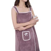 Damen Saunakilt, Bademantel Duschtuch, Saunatuch mit Tasche, 80x145cm, Lila