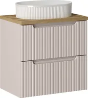 Waschtisch 60cm mit Keramikwaschbecken, kaschmir und Eiche, NEWPORT-56-CASHMERE