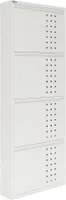 Dublin Schuhschrank Metall Schuhregal Schuhkipper Schuh Kipper Schuh Ablage Schrank 4-türig 50x136 cm mit Loch Muster Weiß