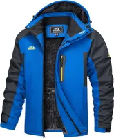 Warme Herren-Skijacke, gefütterte Winterjacke, wasserdichte Funktionsjacke mit abnehmbarer Kapuze