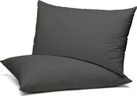 BEAUTEX 2er Set Kissenbezug, Kissenhülle aus gekämmter Baumwolle, Premium Jersey 160g/m², Größe und Farbe wählbar,Dunkelgrau,40x80cm