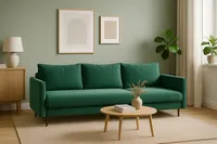 Schlafsofa JULIE Ausziehbare Couch Sofa mit Schlaffunktion und Bettkasten Samt Grün