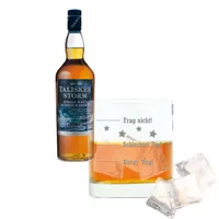 Whiskey 2er Set, Talisker Storm, Single Malt, Schottland, Whisky, Scotch, Alkohol, Alkoholgetränk, Flasche, 45.8%, 700 ml, 721358, Geschenk zum Vatertag, mit graviertem Glas