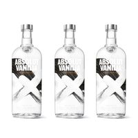 Absolut Vodka Vanilia 3er Set, Wodka mit Vanillearoma, Schnaps, Spirituose, Alkohol, Flasche, 40 %, 3x1 L