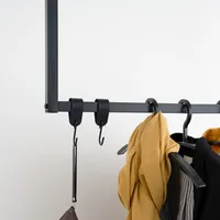 HOME DELUXE - S-Haken SHAPE - 10 Stück, Schwarz, 11 x 3 x 4cm, Eisen mit Polyurethan Leder, inkl. Doppelnaht I Kleiderhaken Kleiderbügel Garderobenhaken Kleideraufhänger